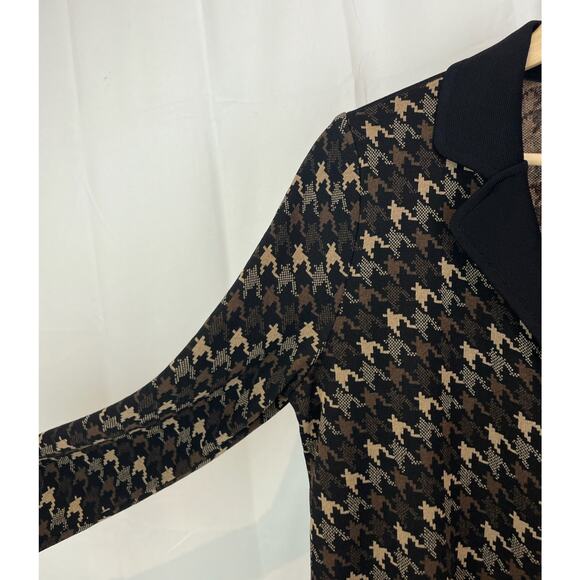 Exclusively MISOOK Size S Houndstooth Collared Knit Jacket Sweater Brown Black - Picture 8 of 8
